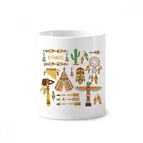 Mug Totem Amérindien Céramique Porte-Stylo Attrape-Rêves Blanc 350ml