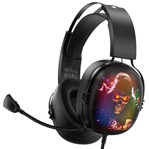 RYR USB Gaming Headset for PC, Gaming Headphones with Noise Cancelling Microphone, 7.1 Surround Sound, RGB Light, 50mm Speakers, Wired Headphones for PS4, PS5 Console, Mac, Laptop (Black)