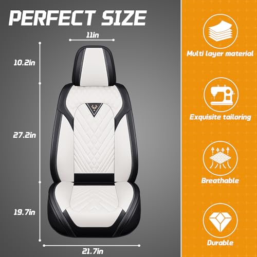 Image of Fit for Toyota RAV4 Seat Covers Full Set 2008-2026 | Nappa Leather Seat Covers for RAV4 Full Set, Airbag Compatible, Full Coverage Seat Protectors, Easy Install(Black /White)