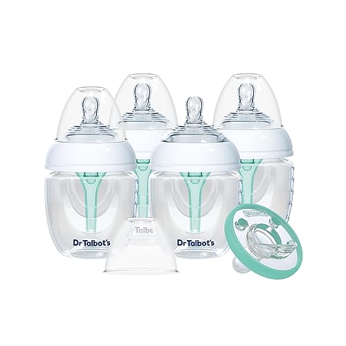 Image of Dr. Talbot's Anti-Colic Bottles with Soft Flex Pacifier - 6 oz - (4-Pack) Baby Bottles for Newborn Babies 0+ Months - Self Sterilizing Bottles with Slow Flow Soft Flex Nipple and Venting System