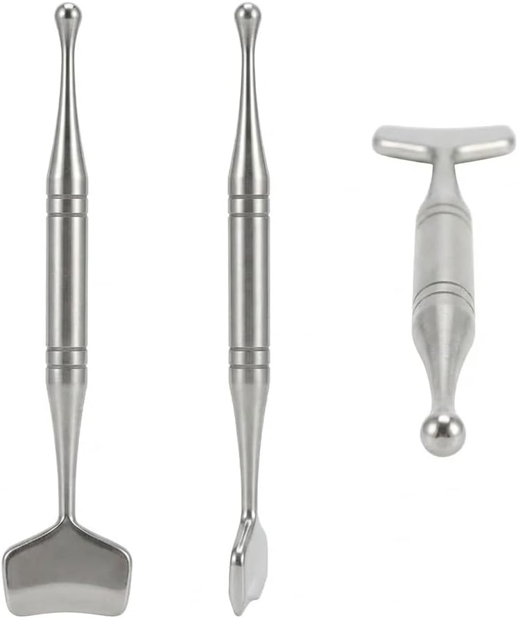 2-in-1 Acupuncture Pen Fascia Blaster, Stainless Steel Gua Sha & Acupressure Massage Pen, Dual-Ended Fascia Release Tool for Full Body Pain Relief, Neck Face Muscle & Plantar Fasciitis