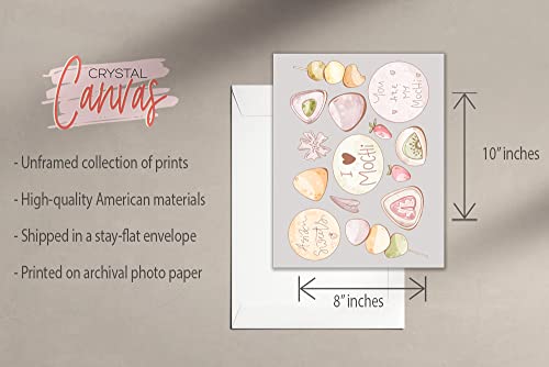 Crystal Canvas Japanese Snacks Prints - Set Of 4 (8X10 Inches) Glossy Traditional Culture Food Asian Sweets Kawaii Grey Wall Art Decor - Mochi - Ramen - Matcha Green Tea - Sushi Rolls #TOP2