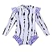 Girls Long Sleeve Rash Guard One Piece Swimsuits Ruffle UPF50+ Sun Protection Bathing Suit Swimwear for 2-12 Years