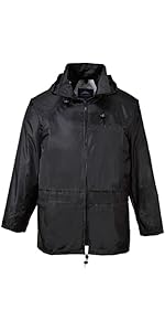 Portwest US440BKRXL Regular Fit Classic Rain Jacket, X-Large, Black