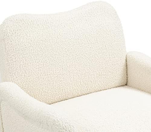 Homtique Teddy Fabric Loveseat & Accent Chair 2 Piece Set, Modern Upholstered Living Room Sofa Set, Convertible Sleeper Sofa and Armchair with Gold Metal Legs, for Bedroom, Apartment, Office, White 10 41RgrJRQCzL. AC