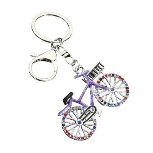 Porte-clés de bicyclette en strass étincelant avec fermoir homard rose