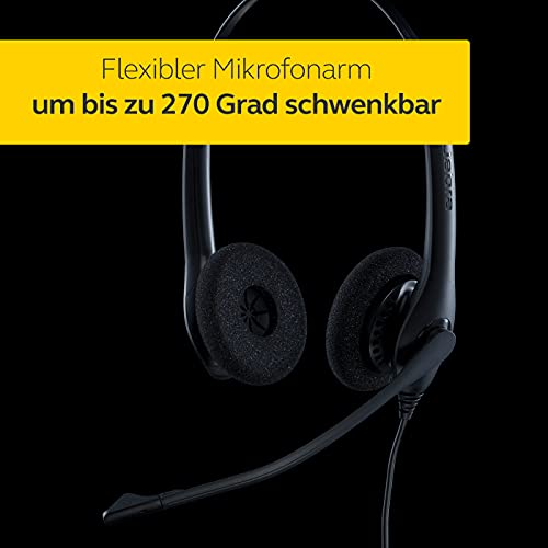 Jabra Biz 1500 Quick Disconnect On-Ear Stereo Headset - Corded Headphone with Noise-cancelling Microphone and Volume Spike Protection for Deskphones, Black
