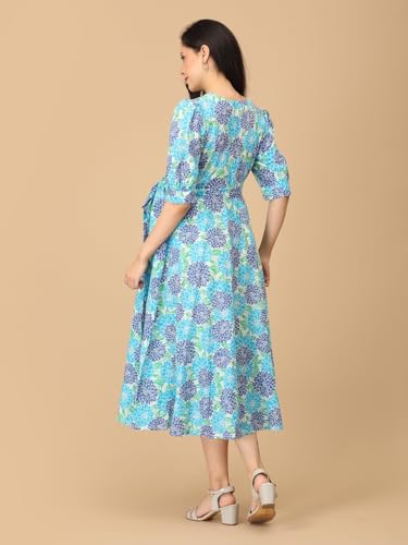 Image of The Mom Store Maternity Wrap Dress | Pre and Post Pregnancy Wear | Nursing Dress for Women | Trendy Stylish Pregnancy Friendly Dress