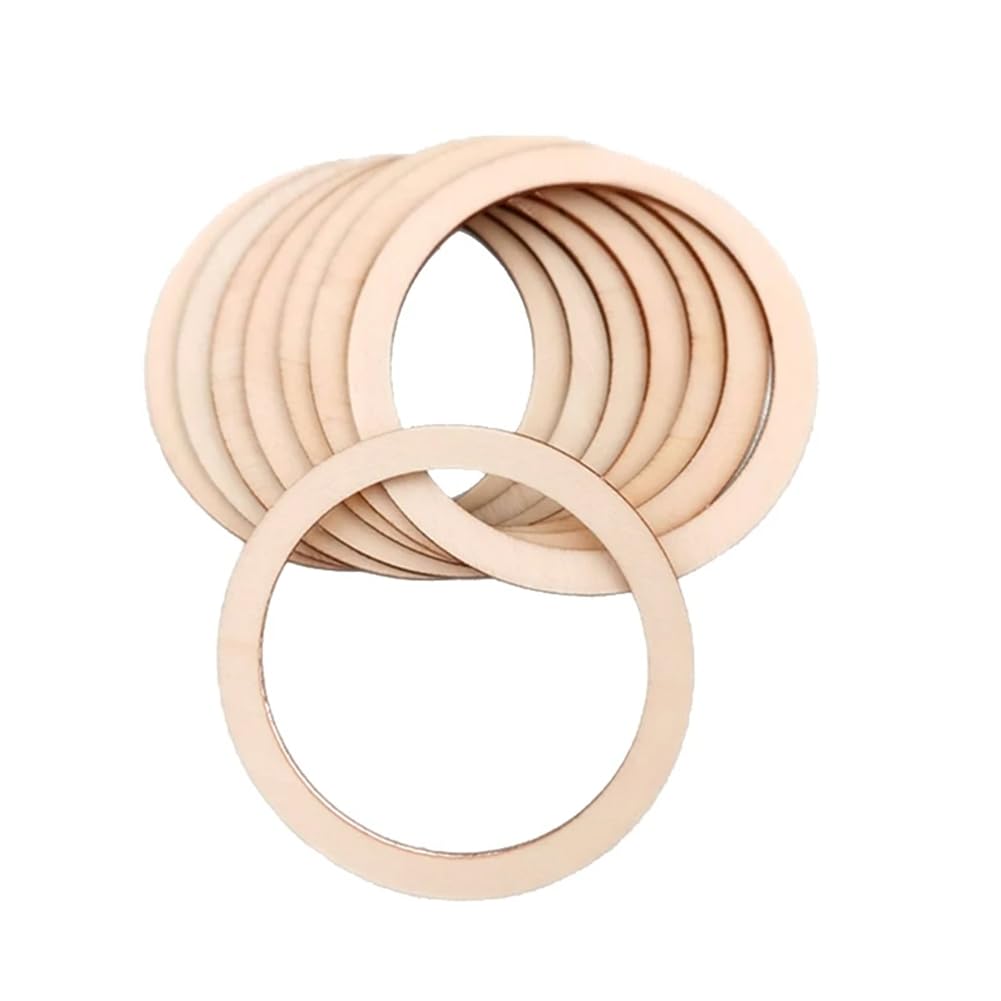 CTRLZS 100PCS 6cm Unfinished Wood Flat Rings Circle for DIY Craft, Ring Pendant and Connectors Jewelry Making