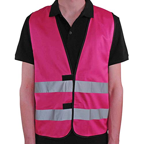 4business 4 Stück Signalweste magenta für Erwachsene Größen S - 3XL Polyester waschbar Sicherheitsweste 4er Set (S/M)