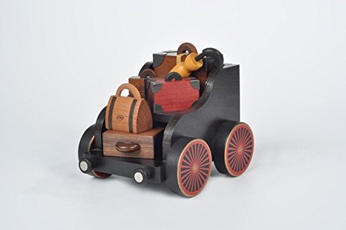 Chariot à bagage pour chemin de fer en bois avec roues fonctionnelles