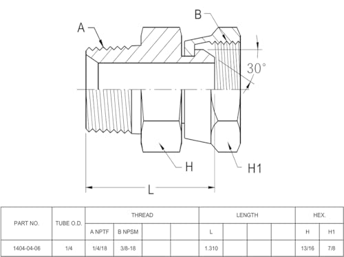 Image of (2-PACK) 1404-04-06 Hydraulic Hose Adapter Fitting 1 /4 inch Male (1 /4 inch-18NPTF) x 3 /8 inch Female Swivel (3 /8 inch-18NPSM) SAE Straight Pipe Joints Tube Connector Carbon Steel