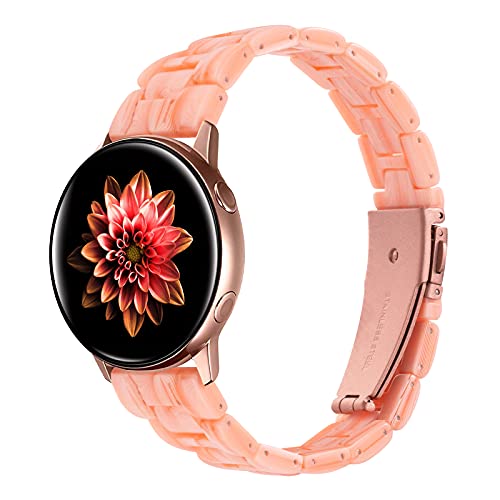 Women's Soft Resin Band for Samsung Galaxy Watch 7/6/5/4/FE/Classic/5 Pro (40mm 42mm 44mm 45mm 46mm 47mm), 20mm Lightweight Elegant Strap with Quick Release