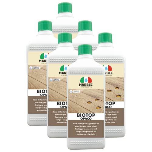 Marbec Biotop Opaco 1Ltx6Pz Cera Opaca Per Parquet Oliato Di Finitura E Protezione Del Trattamento Impregnante A Olio Di Fondo. Rende Le Superfici Più