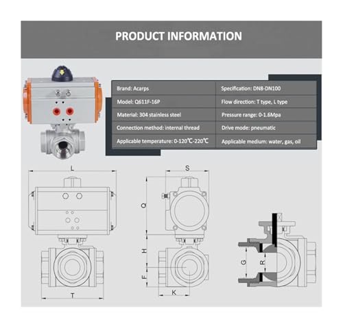 Vanne à commande pneumatique DN15 actionneur double effet 304