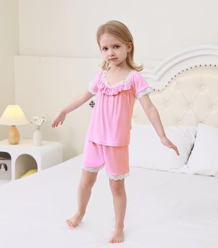 Image of Baby Girls Outfits Sets Summer Tee and Shorts Toddler 2-Piece Set for Kids Cooling Clothes,Viscose Made from Bamboo