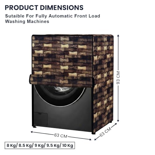 Image of Star Weaves Front Load Fully Automatic Washing Machine Cover for 8 Kg, 8.5 Kg, 9 Kg, 9.5 kg (Brown)| Waterproof & Dustproof Polyester Fabric with Zipper | Protection Cover | 63 x 63 x 93 cms