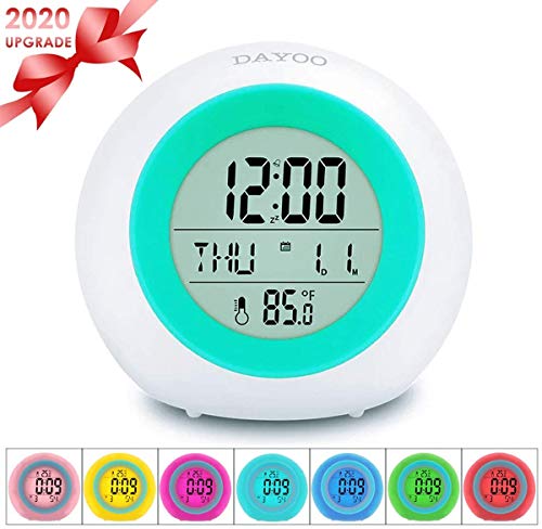 DAYOO Kids Alarm Clock【2020 Version】,7 Color Changing Night Light, LED Digital Clock
