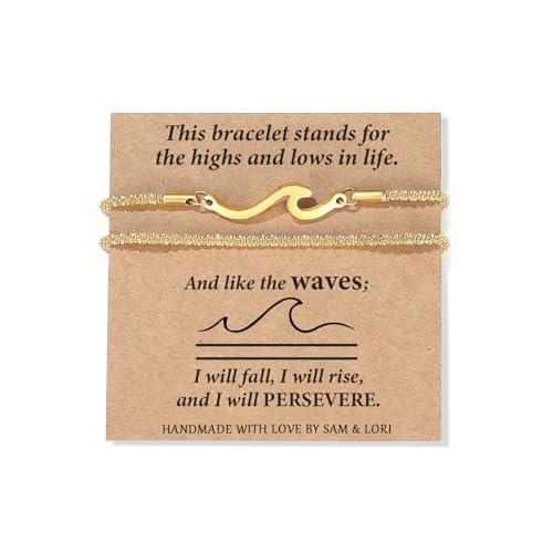 SAM & LORI Gold Bracelets for Women Friendship Birthday Gifts Inspirational Best Friend Bestie Sister Teen Gift Ideas Charm Bangle Bracelet Stackable Christmas Stocking Stuffers Valentines