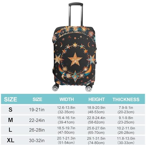 Gorgeous Stars And Moon Elastic Luggage Cover Suitcase Protector for 19-32 Inch Suitcases | Universal Stretchable Travel Bag Cover | Anti-Scratch, Washable with Zipper Closure L2