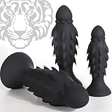 Gienocy Realistic Monster Alien Feline Anal Dildos Barbed with Powerful Suction Cups, Anus Soft Penis Thorns Phallus Anal Plug Vaginal G-Spot Prostatic Stimulation Masturbator SM Sex Toys (S)
