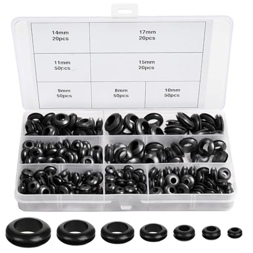 Rubber Grommets for Holes Cables Assorted 260 Pcs Rubber Grommet Kit Cable Hole Gaskets Cover Conductor Wiring Blanking Grommets Set 7 Sizes