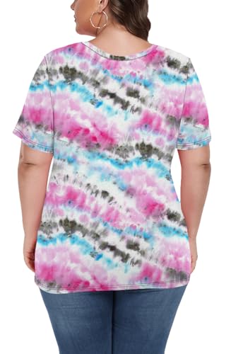 Image of ForHailey Women's Plus Size Short Sleeve Tee Shirt V Neck Basic Ladies Loose Fit T Shirt 1X-5X