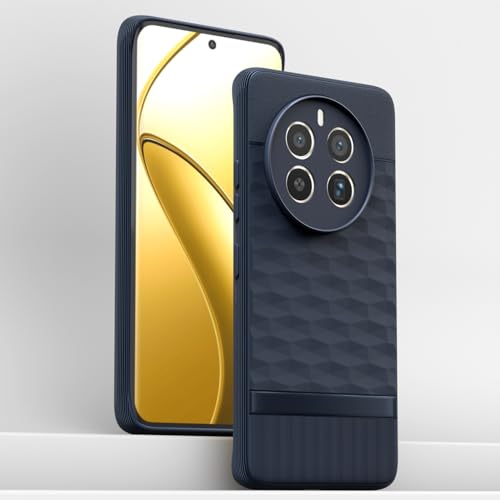 Image of Pikkme Back Cover for Realme 12 Pro 5G / Realme 12 Pro Plus 5G Camera Protection 3D Hexa Cube Design Silicone Protective Bumper Case (Blue)