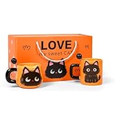 FunFink Cute Black Cat Couple Coffee Mugs Gift Set - Ceramic Matching Mugs with Spoons, Set of 2 ...