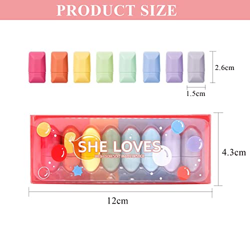 8 Colors Mini Candy Matte Lipstick Set, Waterproof Long Lasting Mini Cute Lipstick, Nonstick Cup Matte Lip Gloss Set for Women Girls - Image 3