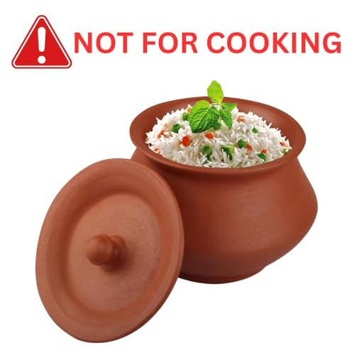 Image of Bhanvi 1000ml Earthen Clay Curd Pot with Lid Round Unglazed Terracotta Bowl for Making Curd Chach Lassi Dahi Kadai Handi Mitti Ke Bartan Serving Use in Oven Not for Cooking