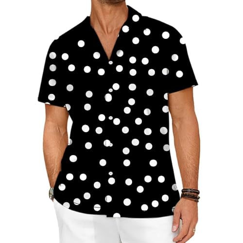 METRONS Hawaiian Shirt for Men Tropical Shirts Mens Funny Button Down Short Sleeve,Polka Dots,XX-Large
