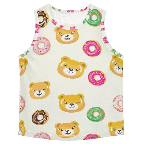 J JOYSAY Cartoon Bear Donut Yellow Boys Tank Top Sleeveless Muscle Shirts Quick Dry Kids T-Shirts 3-15T
