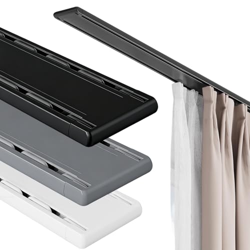 Rail de plafond robuste en alliage d'aluminium – 130 cm double voie avec rouleaux lisses pour maison, camping-car, hôtel et garage (noir) – Système de...