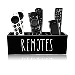Rdunulioo Large Wooden Remote Control Holder (25.4 cm), 3-Compartment TV Remote Holder & Organizer, Extra Long Remote Caddy for Multiple Remotes, Keys, Pens for Living Room, Bedside Table - Black