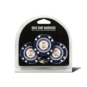 Team Golf NCAA Illinois Fighting Illini 3 Pack Golf Chip Ball Markers, Poker Chip Size with Pop Out Smaller Double-Sided Enamel Markers