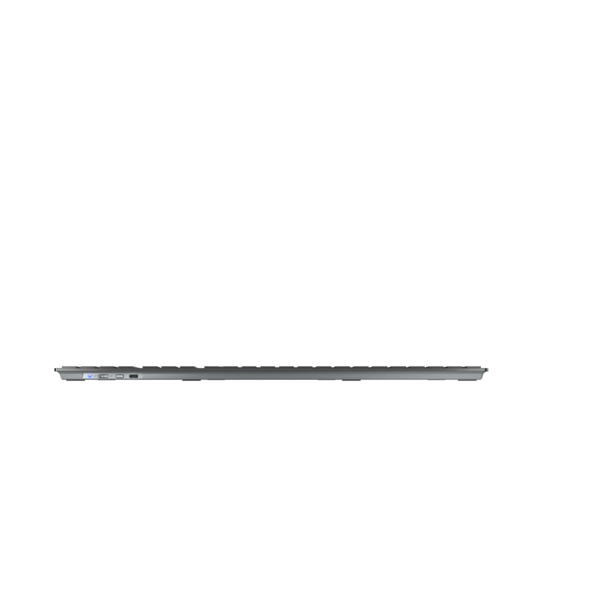 CHERRY KW 9100 SLIM, Bezprzewodowa klawiatura, Układ EU (QWERTY), Do wyboru Bluetooth lub 2,4 GHz, Płaskie klawisze, Akumulator, Czarny-Szary