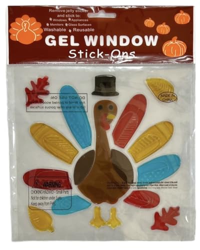 Fall Thanksgiving Harvest Gel Window Gel Clings Decorations: Mr. Turkey Feathers