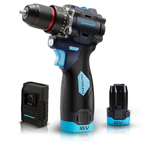 Image of Tomahawk BSD-999 16V Brushless Cordless Drill Machine & Screwdriver Kit for Home | 10mm Keyless Chuck | 2-Speed 450 /1800 RPM | 50 Nm, 20+1 Clutch | 2 x 2.0Ah Batteries + Charger
