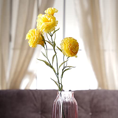 Image of Pure Home and Living Yellow Carnation Faux Flower Stem 1 Piece