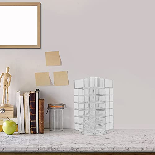 minkissy Shelf Bracket Rotating Lipstick Organizer Lip Gloss Storage Tower Makeup Stand Clear Acrylic Display Rack Makeup Cosmetics Storage Case Box Tower Transparent Acrylic Lipstick Tower - Image 4