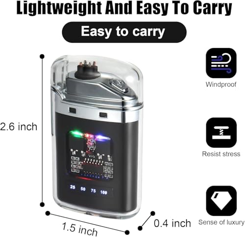 Image of Rechargeable Electric Arc Lighter USB Type-C - Dual Plasma Flameless Lighters for Cigarette, Windproof Smart Lighter for Men, Camping, Outdoor & Travel.(Black)
