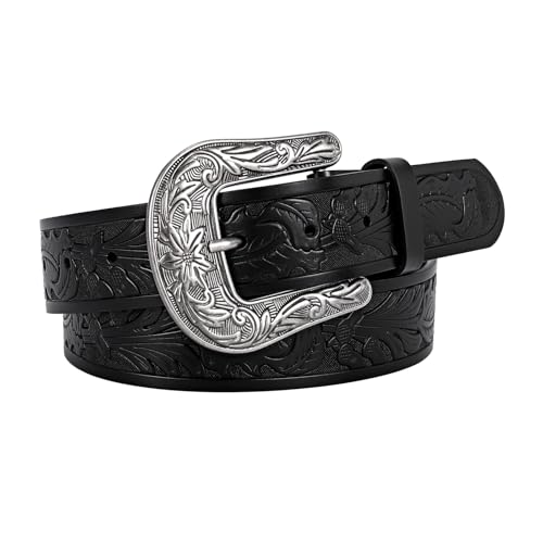Western Leather Belt for Women Men 1.5