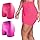 SELENE Kit 2 Shorts Academia Feminino Sem Costura Canelado Fitness Adulto, 1 Pink - 1 Rosa Neon, P