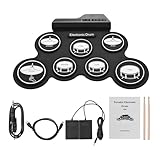JOINPAYA Batería Electrónica Portátil Usb Enrollable, Pad De Batería Digital Silencioso Metrónomo Incorporado Para Principiantes, Kit De Práctica Ligero Para Adultos y Niños