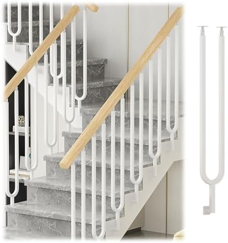 Adjustable Black Wrought Iron Stair Balusters Kit - 100 cm Indoor Spindles for Deck, Balcony & Stairs - Stylish Handrail Solution for Safety & Modern Home Decor