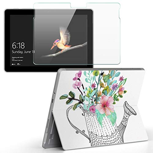 igsticker Surface Go/Surface Go 2 専用スキンシール ガラスフィルム セット 液晶保護 フィルム ステッカー アクセサリー 保護 009594 フラワー カラフル 花