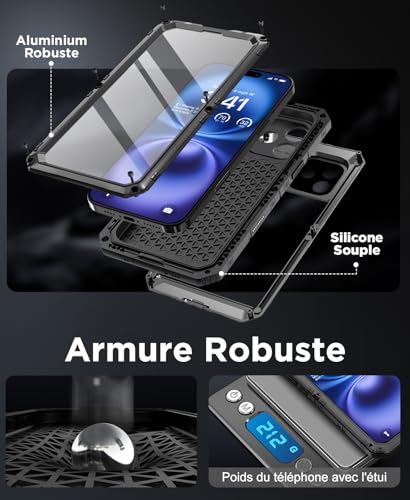 Éviter la casse : coque étanche iPhone 16 métal antichoc