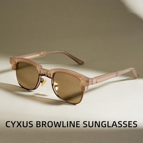 Cyxus Tinted Sunglasses for Women Men Trendy Browline Frame Sunglasses UV Protection for Outdoor 15573