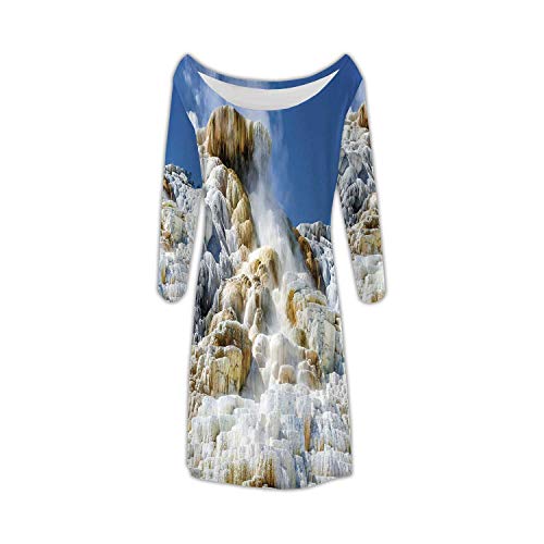 C COABALLA Yellowstone,Women's Pleated Swing Dress Eruption of Geothermal Land Geyser Parkland Wyoming